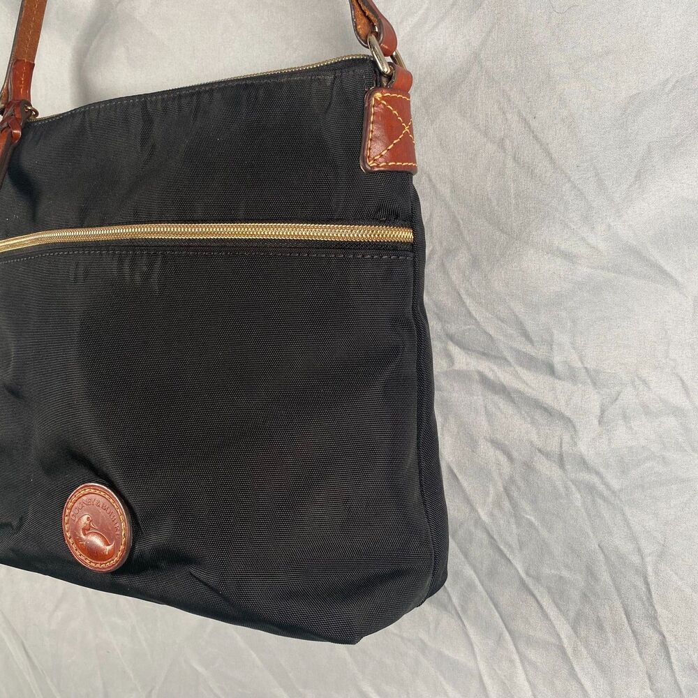 Authentic Dooney and Bourke Black Nylon and Leather Cross Body Messenger Bag - Picture 10 of 16